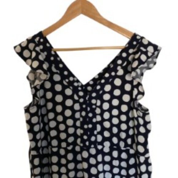 Loft Dotted Flutter Sleeve V-neck Midi Dress Large - Picture 5 of 5
